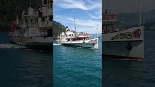 Paddle steamer „Stadt Luzern“ arrives at Rütli ship station Lake Lucerne Switzerland [upl. by Klemm]