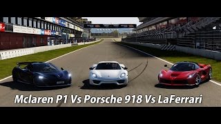 Forza Motorsport 6 Battle  THE HOLY TRINITY Mclaren P1 Vs Porsche 918 Vs LaFerrari [upl. by Yknarf216]