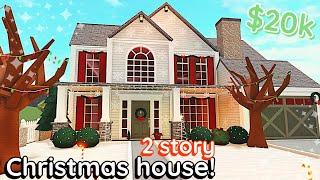 20k Bloxburg CHRISTMAS Family House Build 2 Story Exterior Tutorial [upl. by Xuerd]