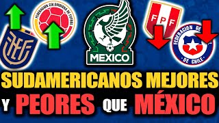 ¿Qué SELECCIONES DE CONMEBOL SON MEJORES QUE MEXICO A DIA DE HOY y cuáles PEORES Copa América 2024 [upl. by Kcolttam]