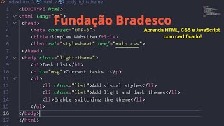 CRIEI MEU PRIMEIRO SITE USANDO HTML CSS E JAVASCRIPT  FUNDAÇÃO BRADESCO [upl. by Eerac]