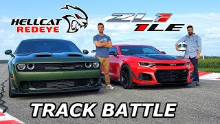 2019 Dodge Hellcat Redeye vs Chevy Camaro ZL1 1LE  DRAG RACE amp LAP TIMES [upl. by Allenotna997]