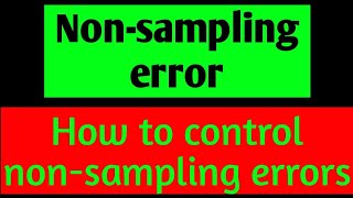 Nonsampling error  How to control non sampling errors [upl. by Lareneg570]