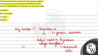 If both parents are carriers for Thalassaemia which is an autosomal recessive disorder what ar [upl. by Camarata260]