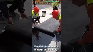 Bitumen membrane applied with hot melt bitumen coating 03 sinomaco waterproofingcoating [upl. by Oetsira]