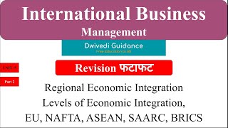 8 Regional Economic Integration  EU NAFTA ASEAN SAARC BRICS level of regional integration IBM [upl. by Nilats8]