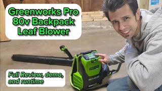 Greenworks Pro 80v Backpack Leaf Blower  Full Review and Demo [upl. by Richel]