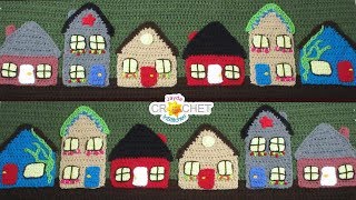 Crochet Houses amp Town  Folk Art Calendar Blanket 2019  June [upl. by Haidabej]