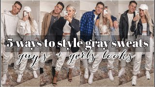 5 WAYS TO STYLE GRAY SWEATPANTS for guys AND girls  edgy trendy looks ♡ [upl. by Llorre]