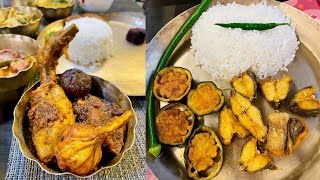 Breakfast to Lunch 🍚মাছ ভাজা থেকে রসুন কষা মুরগির মাংসছানার ডালনামাছের ঝাল🌶🧄🍗 [upl. by Maurine]