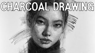 Charcoal portrait 110 Hoyeon Jung fanart [upl. by Millford]