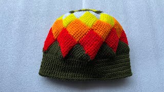 Beautiful woolen crochet cap for adults Super Easy Tunisian Knitting Model Çok Kolay Çok crosiatopi [upl. by Ahseeyt]