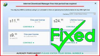 Solution ✔️ IDM free trial period has expired ⚠️ Internet Download Manager 2024 error [upl. by Gaultiero]