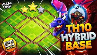 The ULTIMATE TH10 HYBRIDTROPHY BASE with LINK 2024  CoC Layout Speed BUILD  PROOF Replays [upl. by Llenyaj]