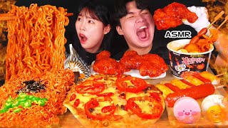 ASMR MUKBANG 편의점 직접 만든 불닭 떡볶이 양념치킨 김밥 디저트 먹방 amp 레시피 Convenience Store Food EATING [upl. by Noseimaj]