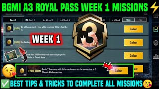 A3 WEEK 1 MISSION  BGMI WEEK 1 MISSIONS EXPLAINED  A3 ROYAL PASS WEEK 1 MISSION  C5S13 WEEK 1 [upl. by Giacinta249]