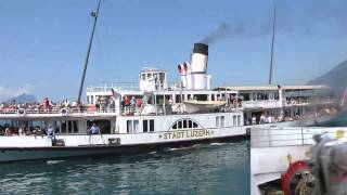 Raddampfer Gallia Schiller Schiff Stadt Luzern Uri Vierwaldstättersee Steam Swiss Lucerne Lake Rigi [upl. by Ernestus384]