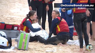 Four rescued from drowning after life savers respond during training session at Bondi Beach [upl. by Yartnod]