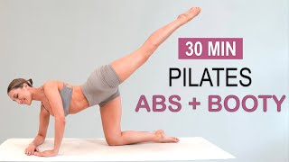 30 MIN PILATES ABS  BOOTY Workout  Mat Pilates  No Squats  Butt Lift  Lean Abs No Repeat [upl. by Sonnie677]