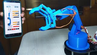 Programmable Arduino Robotic Arm Using Smartphone Controller  Mechatronics [upl. by Adore594]