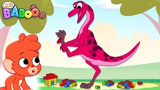 Baboo is playing with building blocks and a dinosaur hurts its foot  Dinosaurs Club Baboo [upl. by Melina]