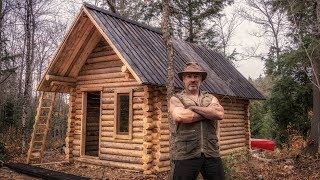 Man Builds Off Grid Log Cabin Alone in the Canadian Wilderness [upl. by Alexi36]