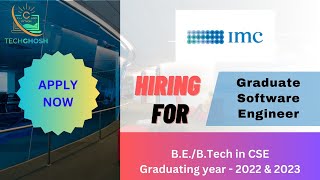 IMC OffCampus Drive 2023  Role  Graduate Software Engineer  2023  202221  Apply ASAP [upl. by Ursas138]