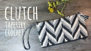 Tutorial Clutch Tapestry Crochet  Lanas y Ovillos in English [upl. by Wollis]