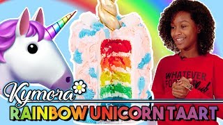 DIY RAINBOW UNICORN TAART MET KYMORA [upl. by Ahseid]