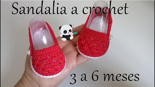 Sandalia a crochet modelo Sara  bebe 3 a 6 meses [upl. by Aibos]