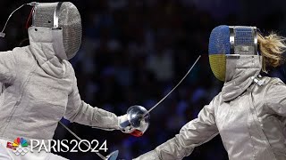 Olga Kharlan leads Ukraine fencing to GOLD in womens team sabre at Paris Olympics  NBC Sports [upl. by Emlyn]