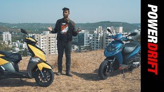 TVS NTorq 125 vs Aprilia SR 125  Which is the best sporty scooter OnePlus 6 Giveaway  PowerDrift [upl. by Aneetsirk390]