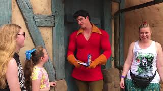 Meeting Gaston at Disney World  Little Girl and Gaston Disagree Funny [upl. by Yvad]