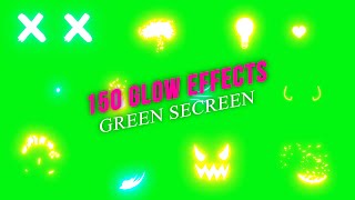 150 Neon Animation pack  Green Screen  Glowing neon effects  neon vfx pack [upl. by Moreland]