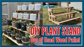 DIY Plant Stand Out of Used Wood Pallet  Staircase Style Plant Stand [upl. by Essa]