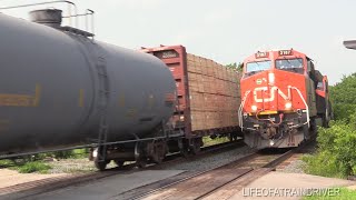 Two Fast CN Freight Trains RACING Same Direction 399 147 [upl. by Duaner39]