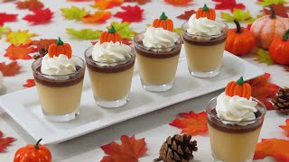 Creamy Pumpkin Panna Cotta with chocolate whipped cream and pumpkin candy toppers [upl. by Ivets]