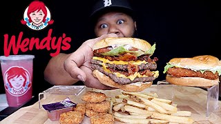 WENDYS BETTER THAN FIVE GUYS   BACONATOR AND 6PCS NUGGET WENDYS MUKBANG  FLAVASBYDAMEDASH [upl. by Nana793]