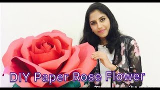 DIY Large Rose Flower Giant Paper Flower  Paper Flower Backdrop For Wedding Events  Red Rose [upl. by Yremrej901]