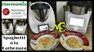 DUEL DE RECETTES  SPAGHETTI A LA CARBONARA Monsieur cuisine connect VS Thermomix Sand CookampLook [upl. by Atirrehs]