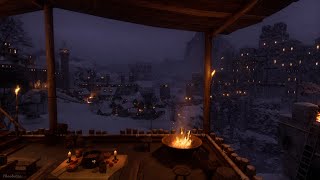 Fantasy Medieval Winter Night Ambience  Blizzard Crackling Fire Owl Calming Nature Sounds [upl. by Crotty]