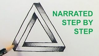 How to Draw The Impossible Triangle Optical Illusion Narrated Step by Step [upl. by Longmire690]