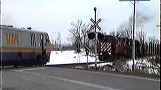 Near Fatal Head on Via Train CP Freight Smithfalls 2 [upl. by Derk190]