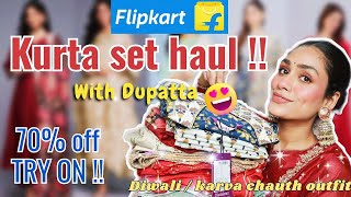 HUGE FLIPKART SALE HAUL 💕 KURTA SET KURTI  Ethnic Clothing Haul😱😱 Try on  Diwali outfit 💖 [upl. by Kraft]