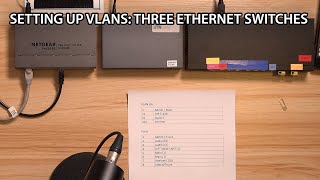 VLANs  Configuring Three Ethernet Switches VLANs Part 2 [upl. by Goodman991]