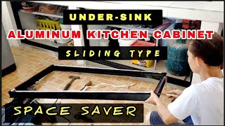 ALUMINUM Kitchen CABINET idea  sliding kitchencabinets [upl. by Annay]