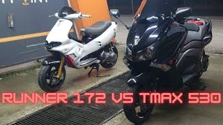 TMax 530 vs Gilera Runner 180 Roll Race 40140kmh [upl. by Yawnoc]