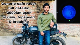 Generic Cafe Racer Full Details 2000km user review top speed amp breaking [upl. by Bocyaj]