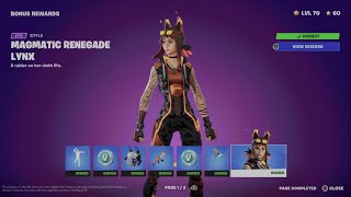 How to Unlock Magmatic Renegade Lynx Skin style in Fortnite  Battle Pass Bonus Rewards Page 1 [upl. by Aeel]