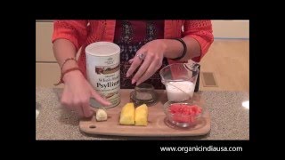 Making Psyllium Husk Watermelon Smoothies with Organic India  Pineapple Watermelon Smoothie [upl. by Aihsenyt]